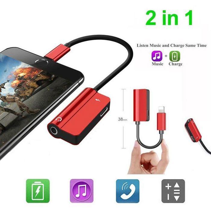 Adaptateur Lightning 2 en 1 et chargeur Lightning vers adaptateur jack audio 3,5 mm