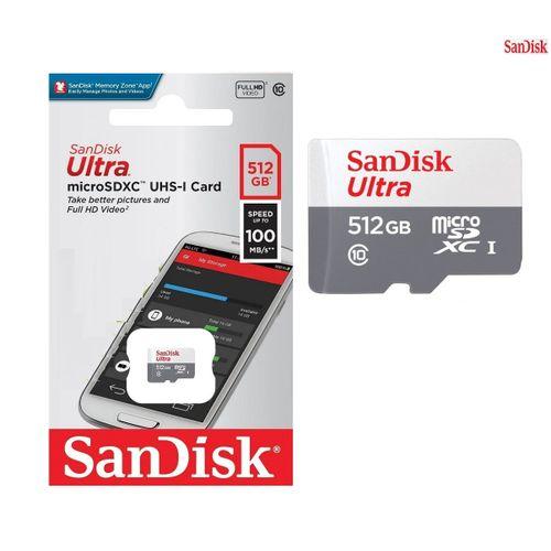 Carte Mémoire Ultra MicroSDXC UHS-I 512GB Vitesse100 Mb/s,C10,U1,Full HD, A1