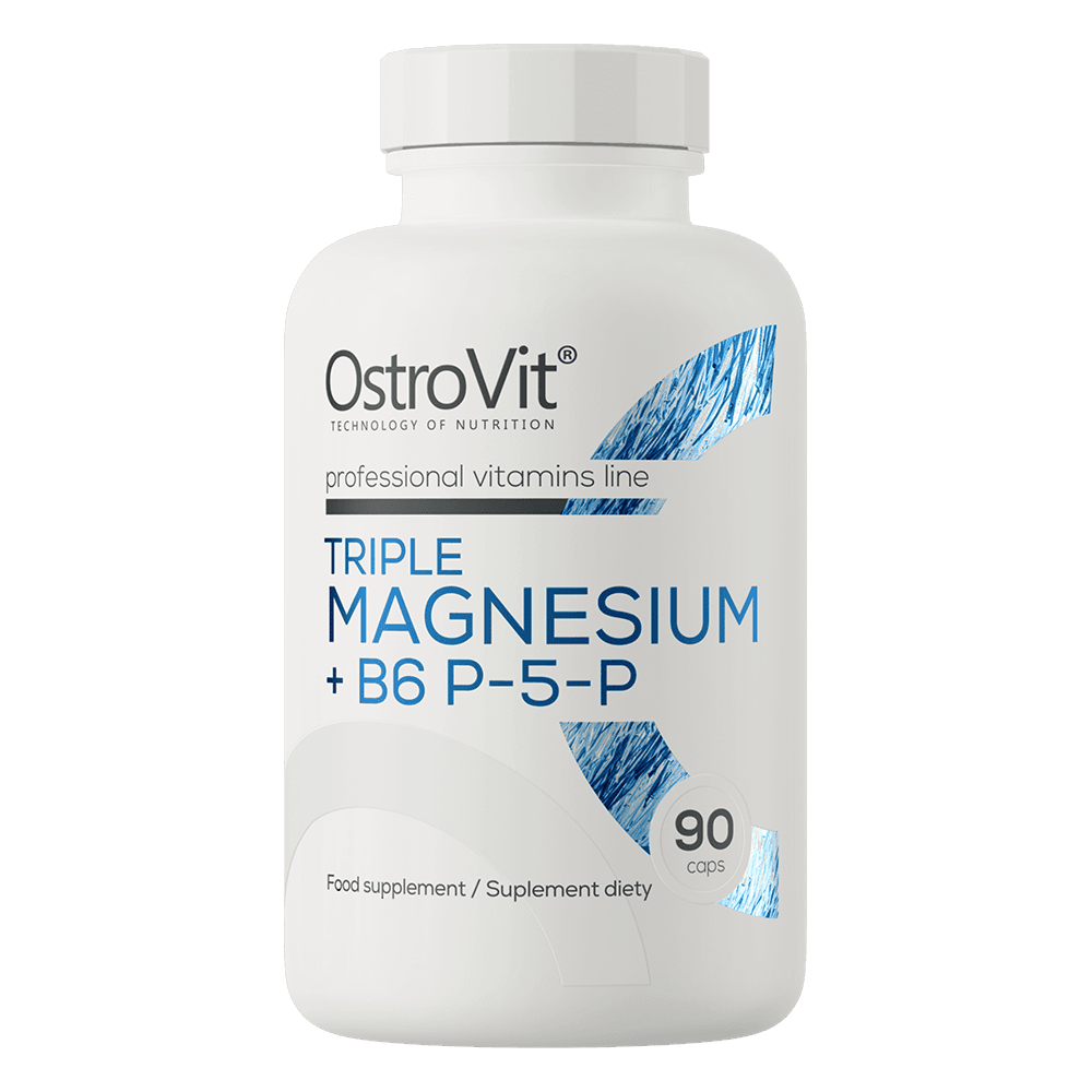 Triple Magnesium + B6 P-5-P - 90 Caps - Triple Source de Magnésium Avec Vitamine B6 Active