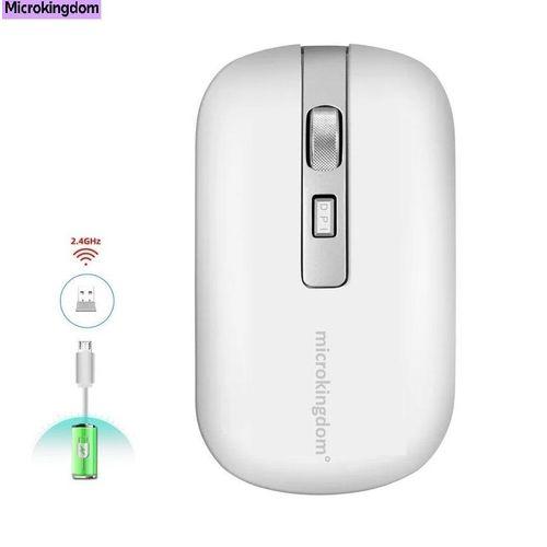 Souris Sans Fil Rechargeable Silencieuse Haute Résolution excellente pour Bureau Et Gaming-Blanc