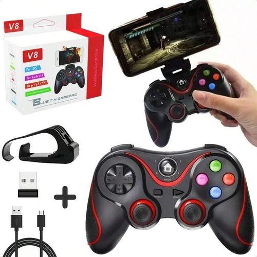 Manette de jeu sans fil Bluetooth 4.0 GSH V8 pour PC Windows 7/8/10/Switch Tv Box/Ordinateur portable/Smartphones -Noir-rouge