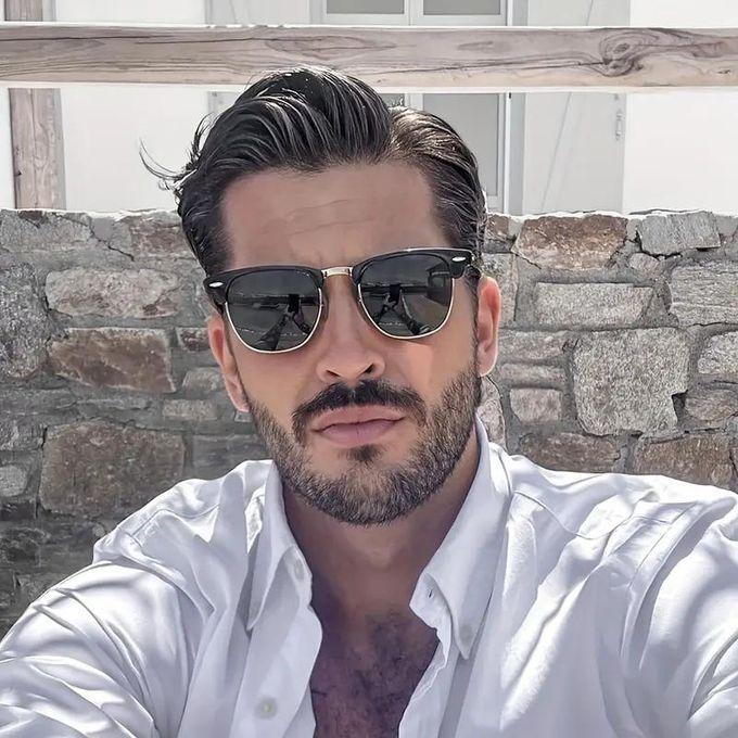 Lunettes vintage homme – Monture métal semi-rimless, design ovale chic et professionnel