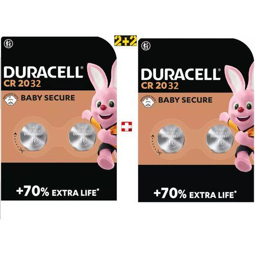 Duracell Pack de 4 Batterie Piles MicroLithium Cell CR2032 3V +70% Extra life Pour Montres et Electronique